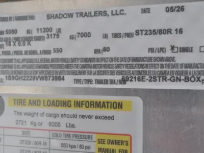 2027 Shadow 69216E-2STR-GN-BOX-D Trailer